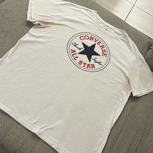 Converse White Short Sleeve T-Shirt with Red and Black Logo, Mens Size XL